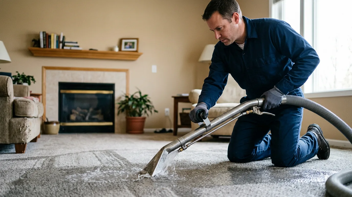Water damage restoration technician working near Excello, MO